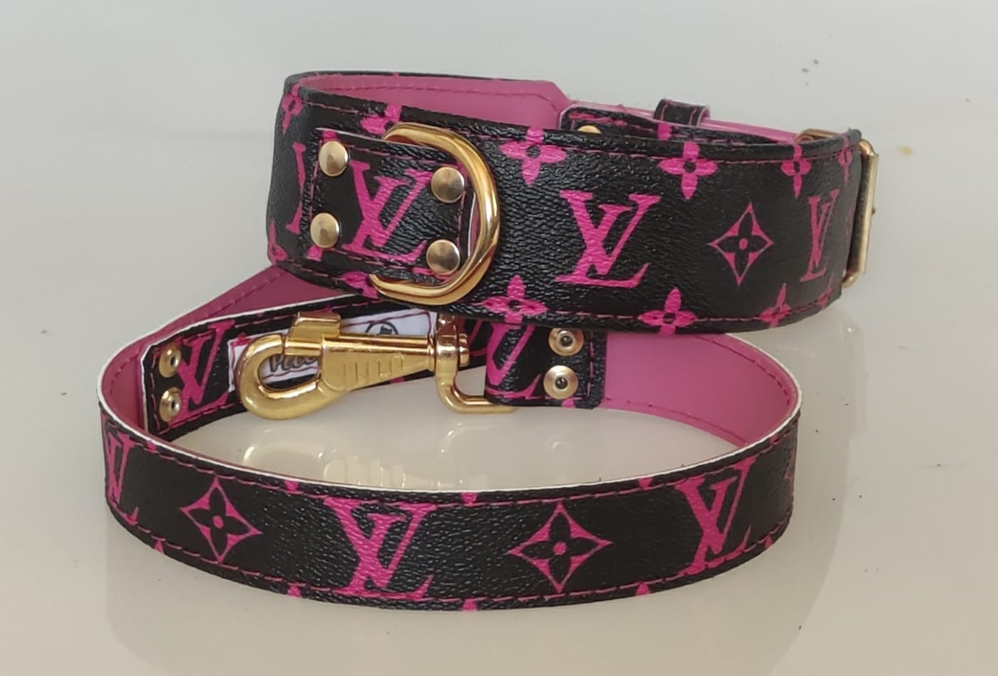 Collar y correa LV Black and Purple