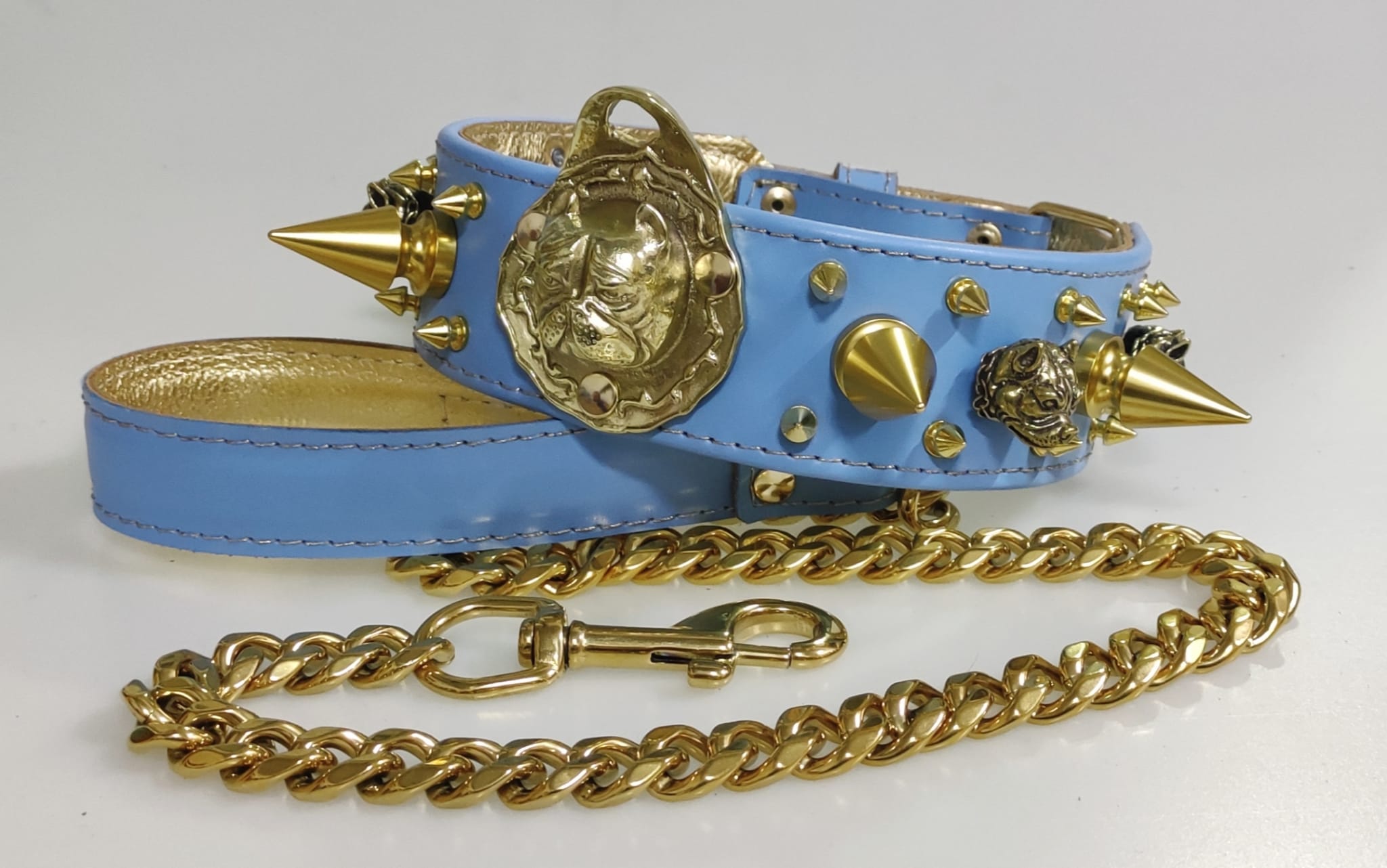 Collar y correa LV Blue American bully