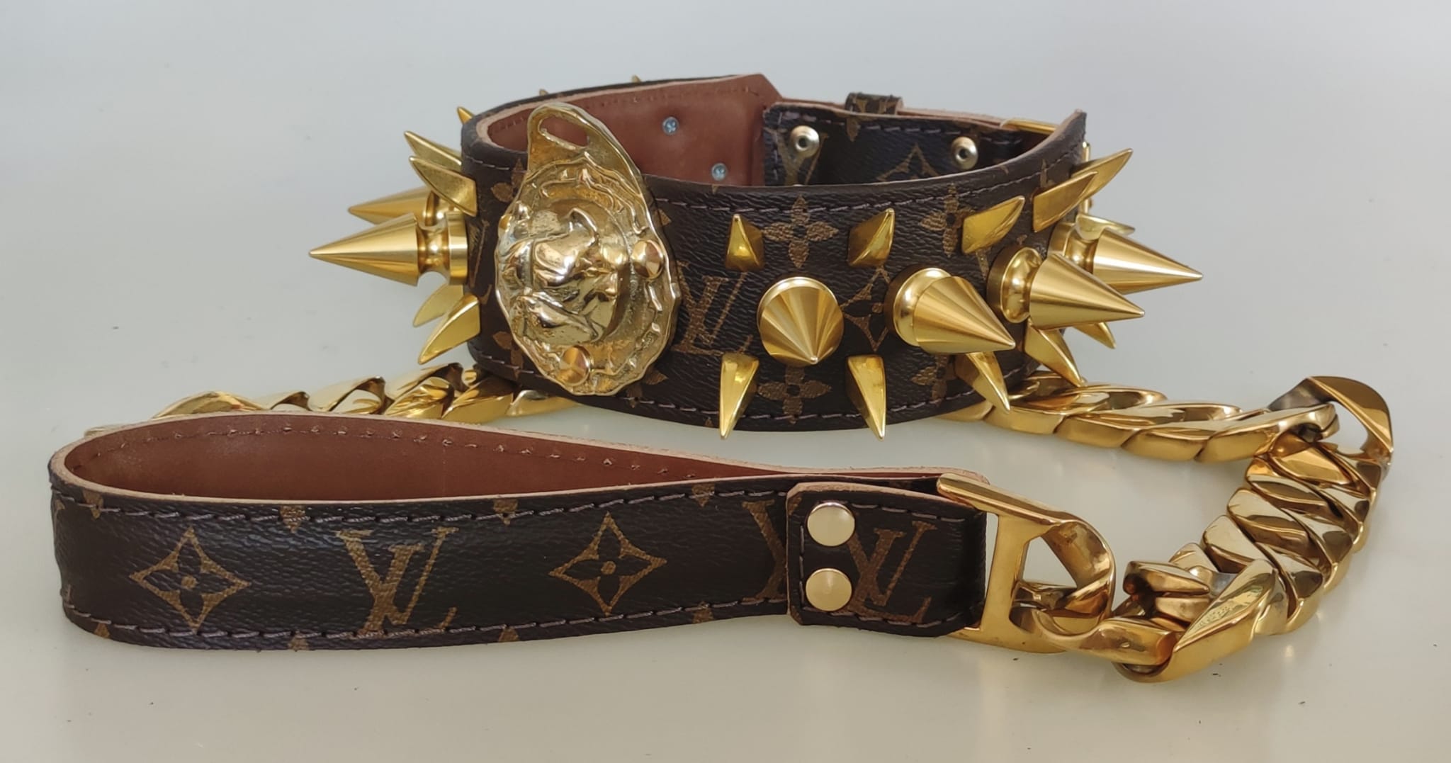 Collar y correa LV Spike American bully